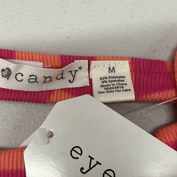 NEW Eye Candy Pink Checkered Strappy Open Back Crop Tank Top Women’s Size Medium - Picture 3 of 6